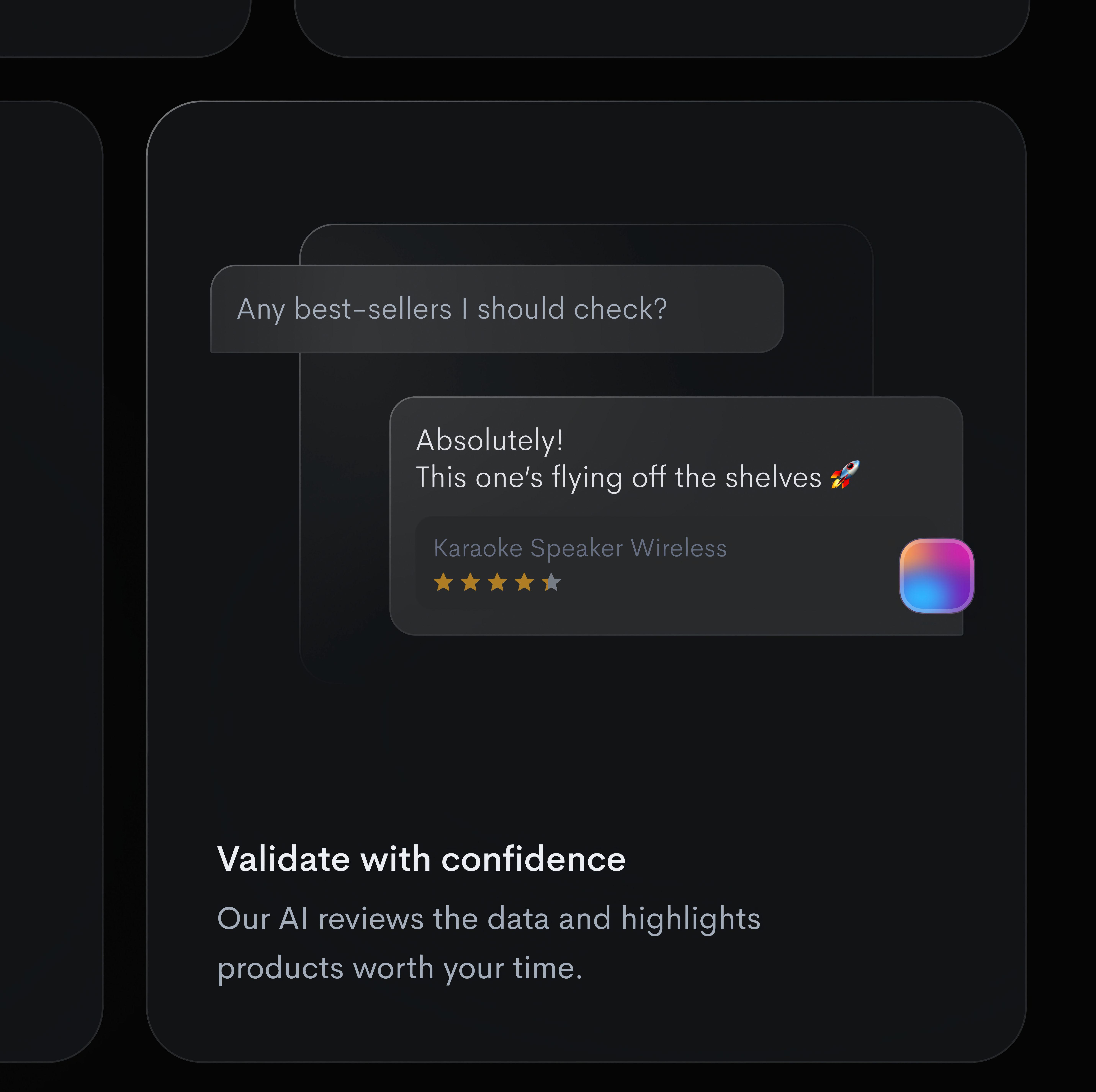 Validate with Confidence ai analysis automated analysis consumer confidence customer reviews data driven decisions data validation decision making high potential products intelligent recommendations machine learning market trends operational efficiency product evaluation product insights product recommendations product worthiness sales performance user engagement user trust validate with confidence