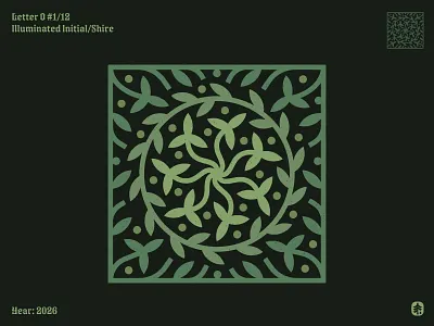 Shire letter O adventure elvish fantasy folklore forest greenery icon leaves letter o logo lore lotr manuscript medieval middle earth nature o shire symbol tolkien