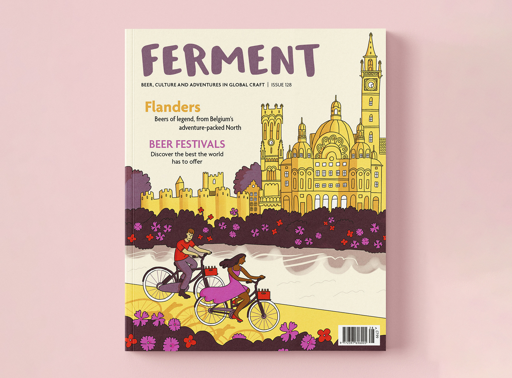 Spring Cycling in Flanders belgium bike character illustration cycling editorial illustration flanders illustration magazine illustration spring