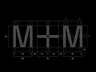 Marti + Meier — M+M Monogram Grid brand guidelines brand identity branding design system geometry graphic design grid identity system lettermark logo construction logo design logo grid mark mark design minimal monogram proportions symbol design typography visual identity