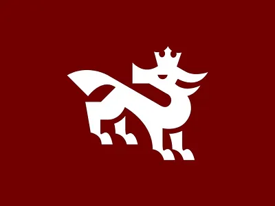 Heraldic Fox Stylized Logo brand branding creative crown design emblem fashion fox games graphic design heraldic logo modern red software sports stylized technology unique vector