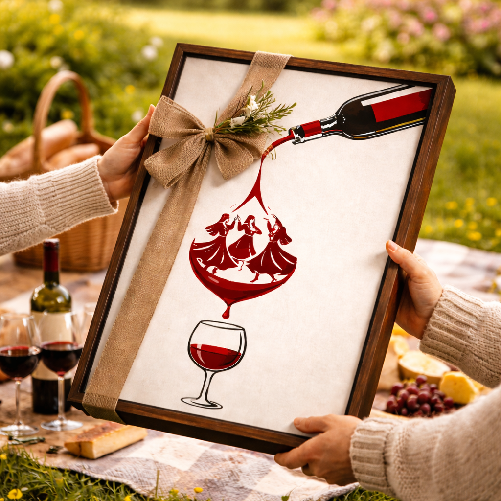 Georgian Wine Poster, Red Wine Bottle Art, Wine Lover Decor. art print decorative illustration graphic design home decor line art minimal illustration modern poster poster design restaurant decor vector illustration vineyard art wall art wall decor wine art wine design wine glass wine illustration wine lover wine poster wine pouring