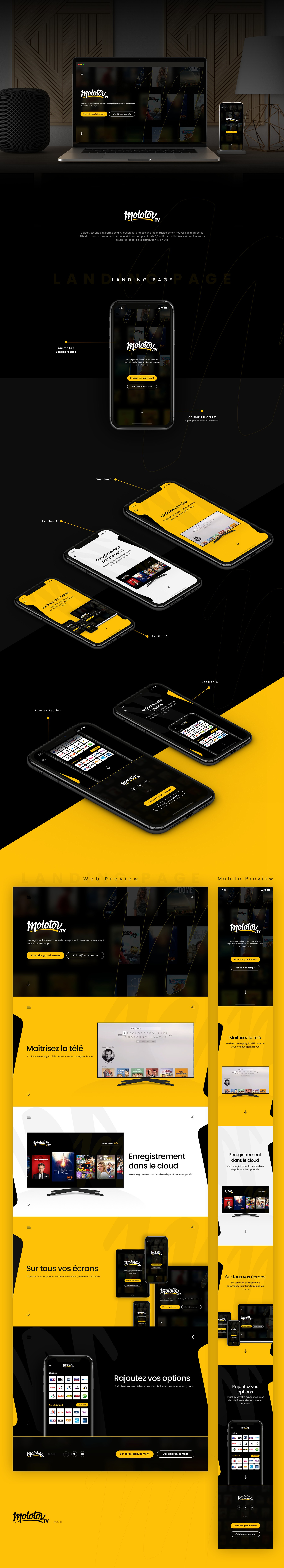 TV App Web landing Page Design branding creative design creative landing page creative web landing pages dark ui graphic design landing page logo mobile responsive mobile ui simple ui simple website ui ui