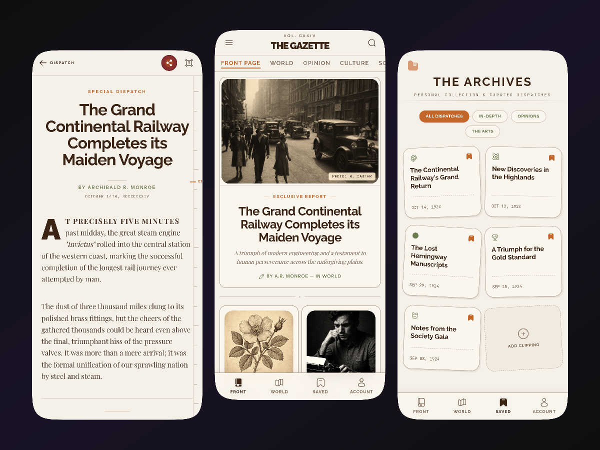 News App / Vintage Editorial Retro