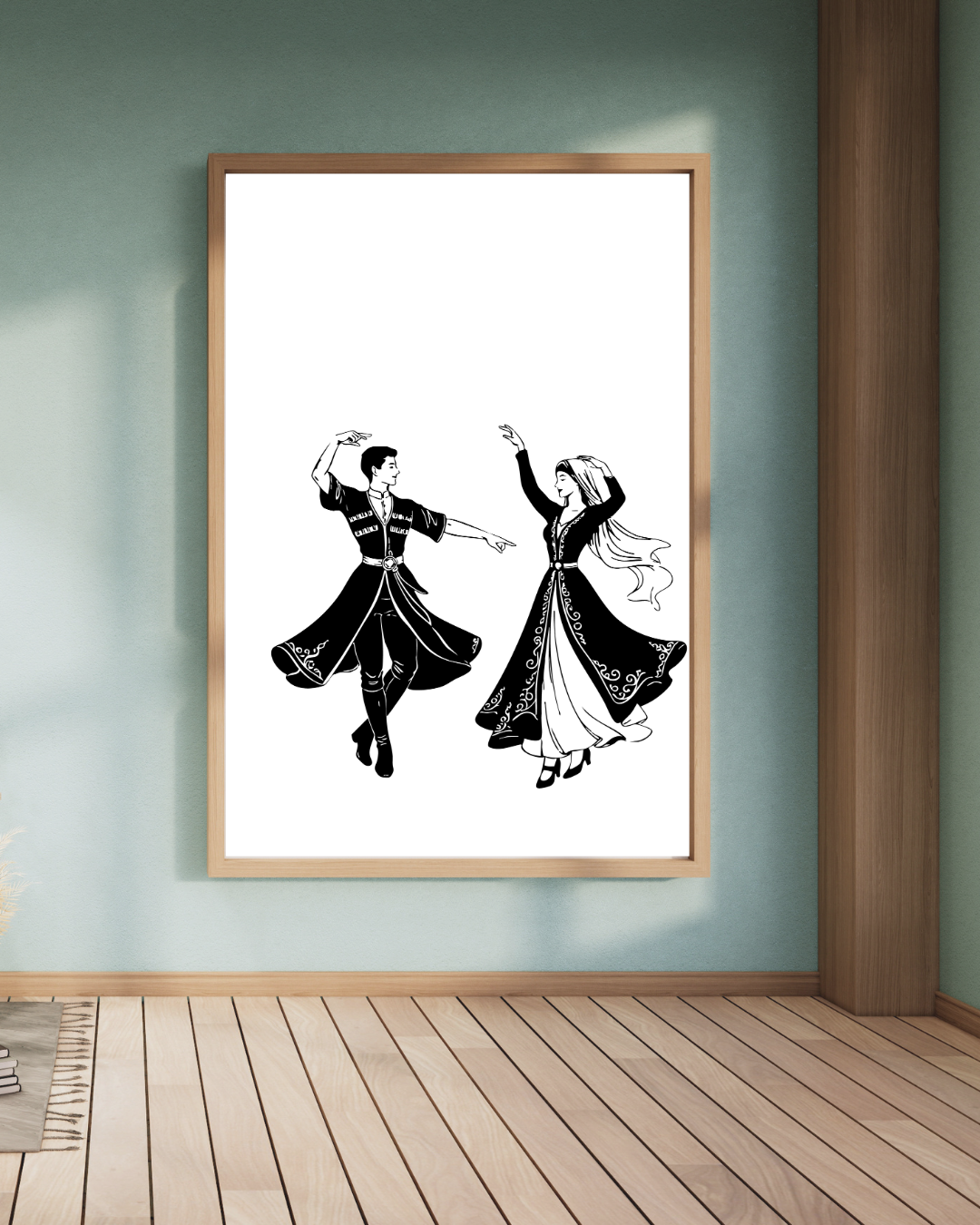Georgian Folk Dance Wall Art, Traditional Couple Line Drawing. art print black and white art caucasus culture cultural art dance illustration folk art folk dance georgian art georgian culture georgian dance georgian illustration graphic design line art minimal illustration minimal poster poster design traditional costume traditional dance vector illustration wall art