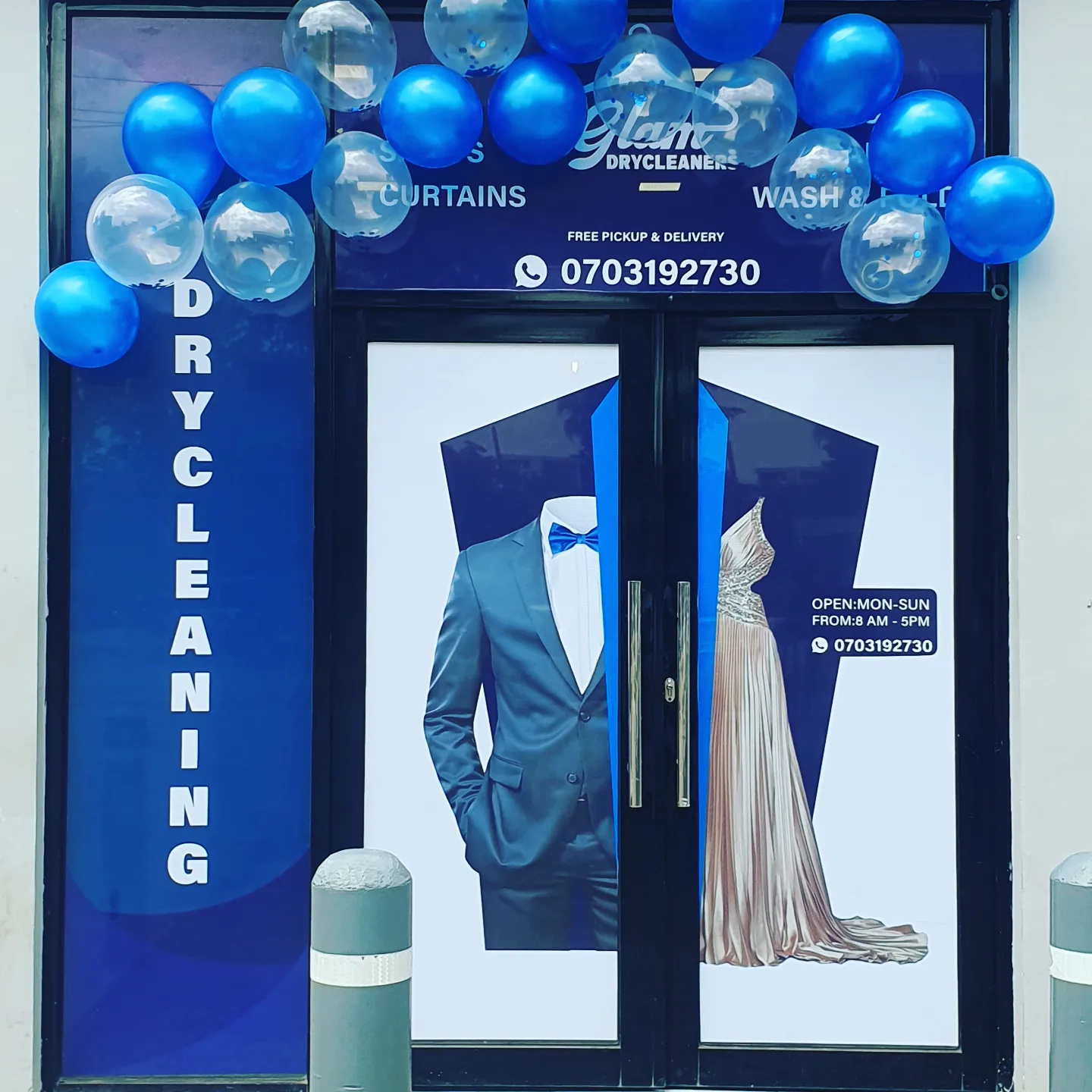 Entry porch design and print Glam Drycleaners