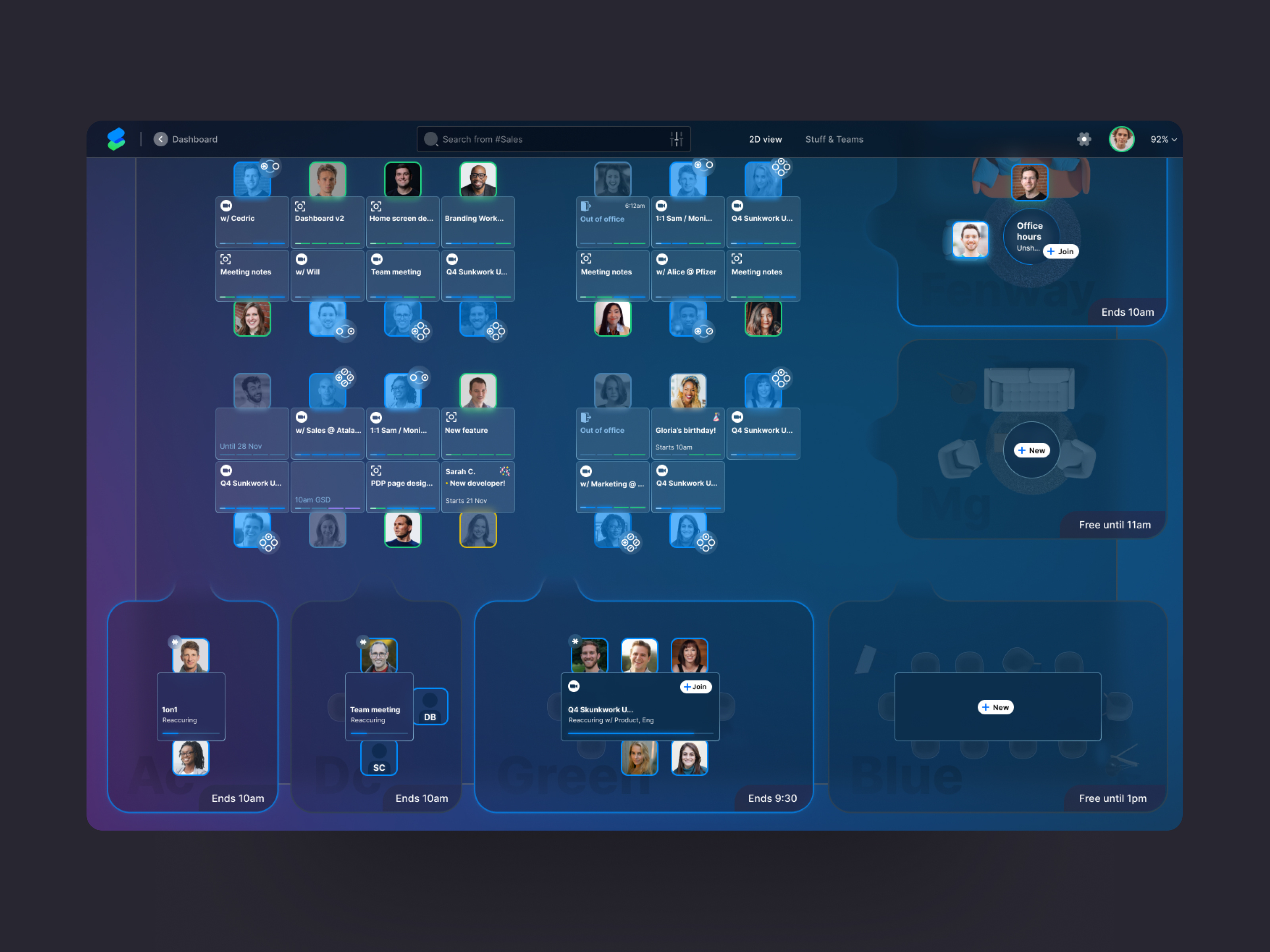 Virtual Office for Hybrid Teams: Workspace Activity Map