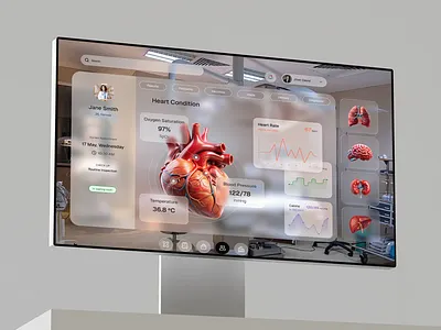 Health Monitoring Dashboard appdesign cleanui dashboarddesign datavisualization design veli digitalhealth futuristicui glassmorphism healthcare healthdashboard healthtech interactiondesign medicalui medtech moderndesign productdesign uidesign uiuxdesign uxdesign webdashboard
