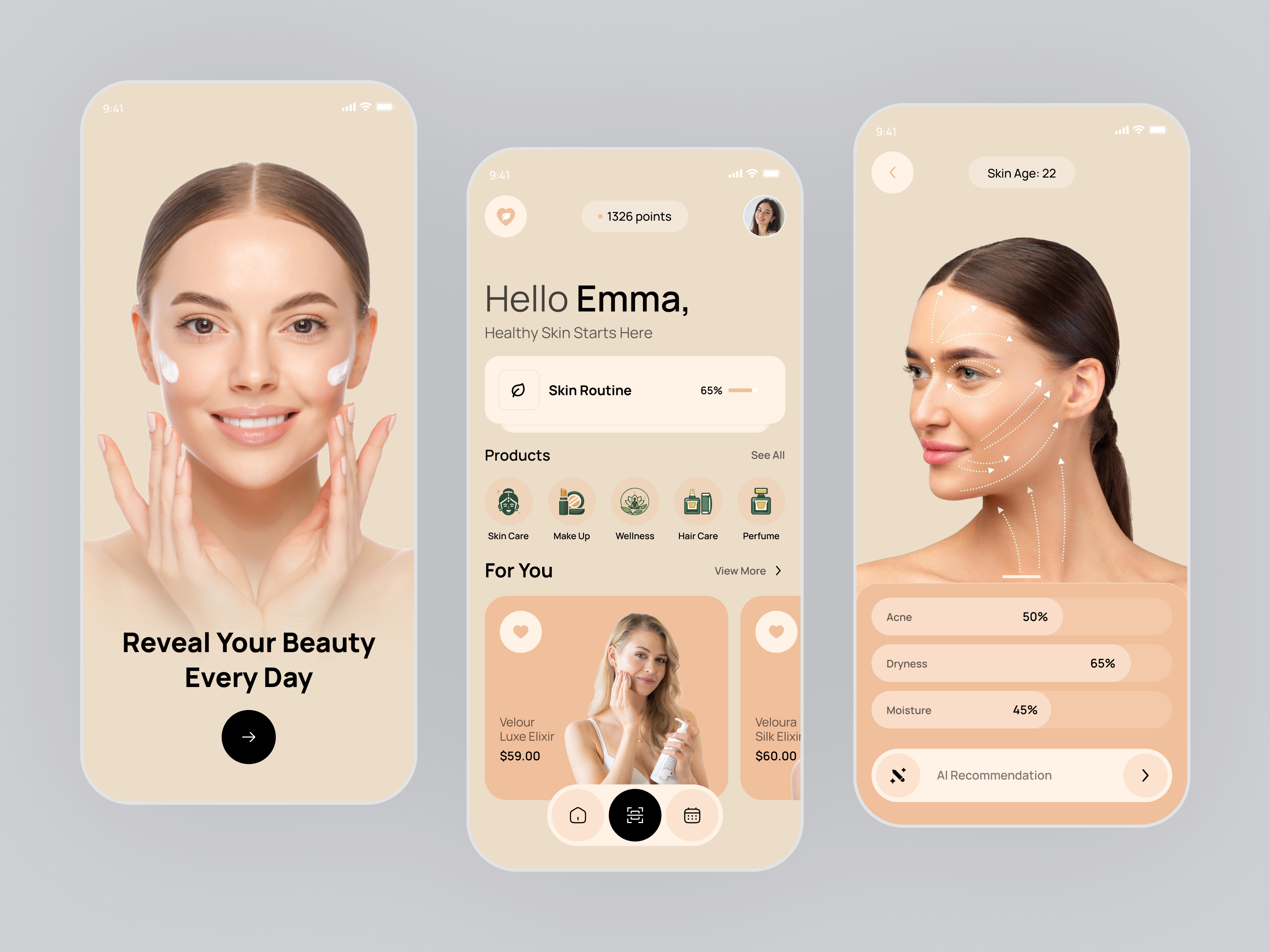 Skincare App UI Design