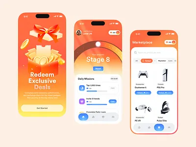 Gamified Rewards Marketplace Mobile App app app design clean design figma gamification gamified app interface marketplace mobile mobile app rewards ui ui design ux design