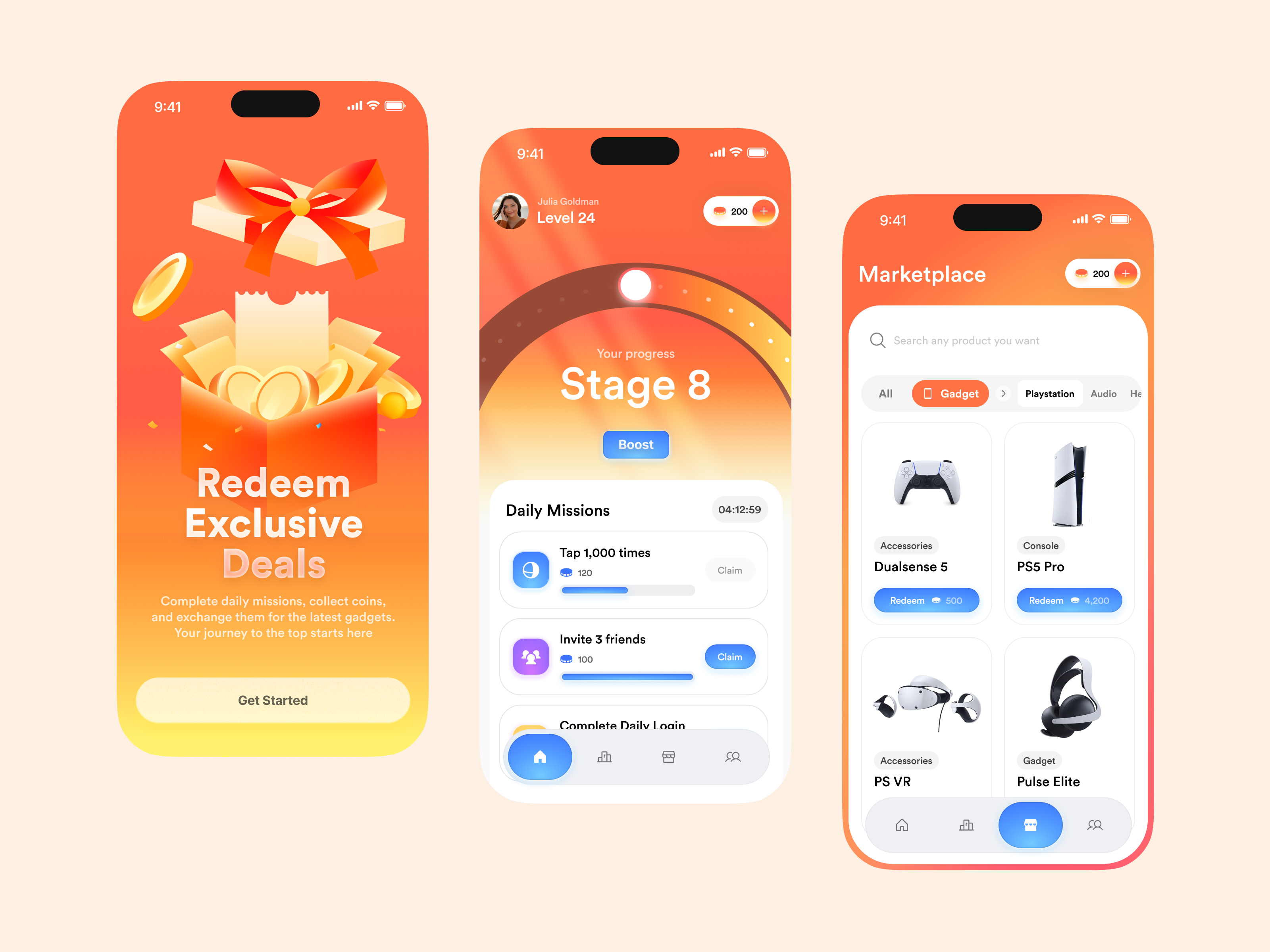 Example of Gamified Rewards Marketplace Mobile App