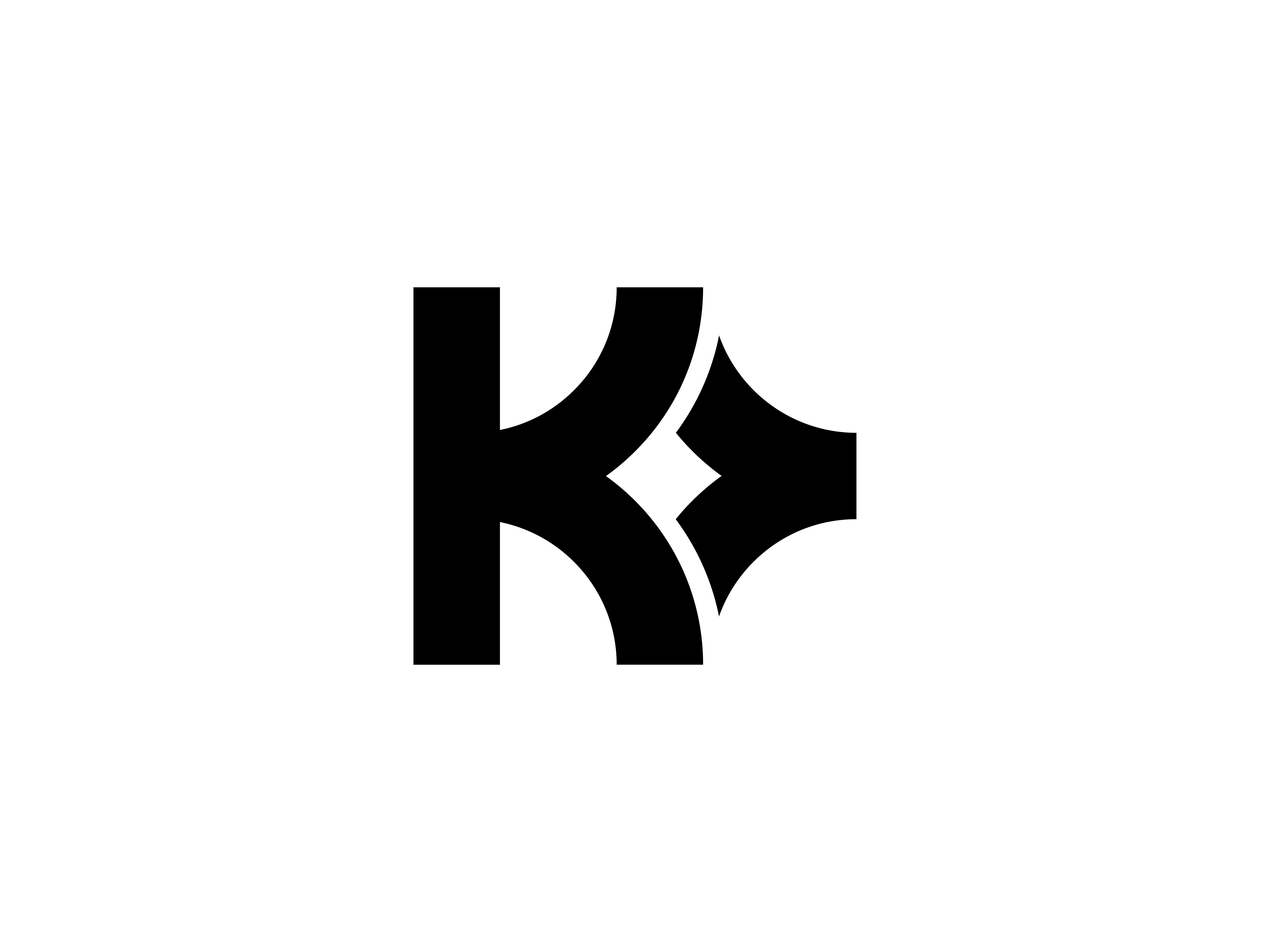 k logo design with spark symbol