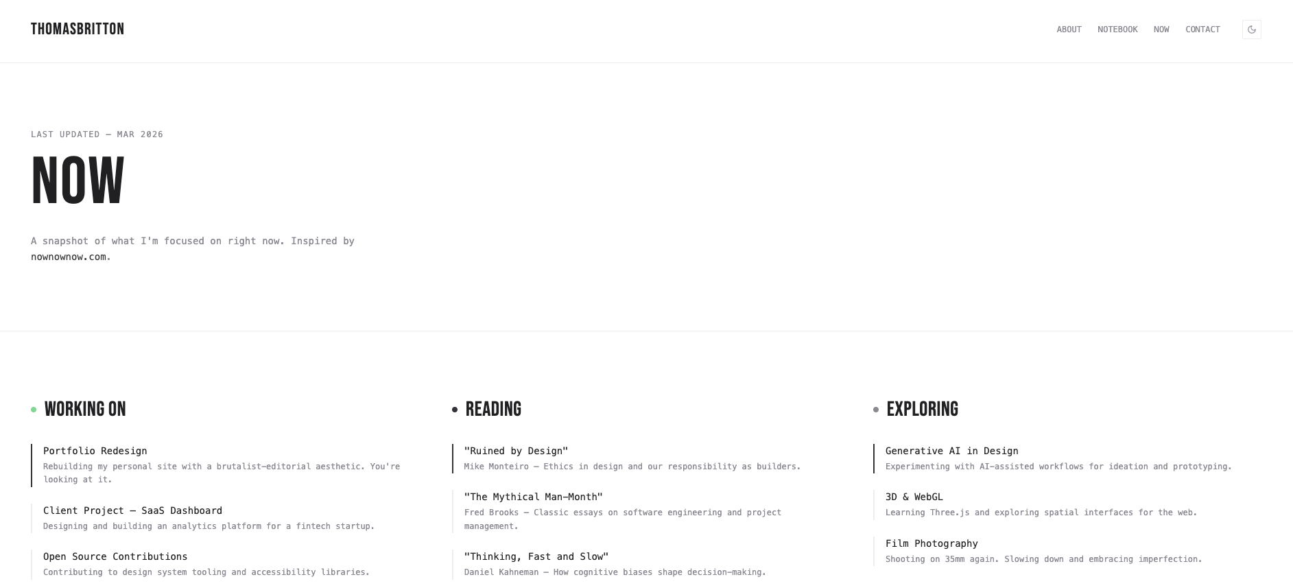 Working on a new design for a new portfolio website bold brutalist grid minimal portfolio ui