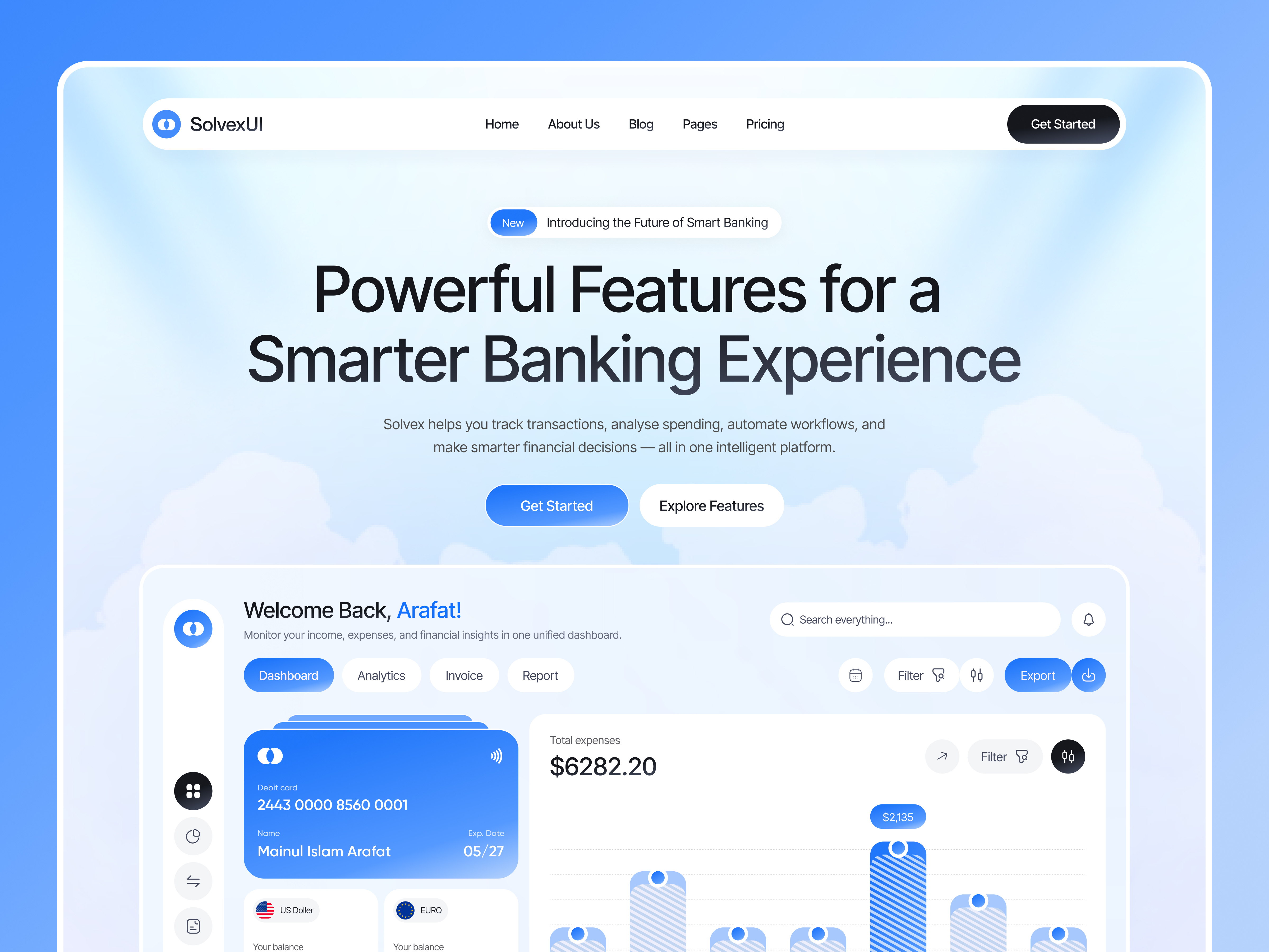 Banking SaaS Dashboard & Landing Page banking landing page banking website dashboard digital banking finance finance design finance landing page finance tools finance website fintech landing page mobile app mobile app design product design saas saas website ui design web web design website