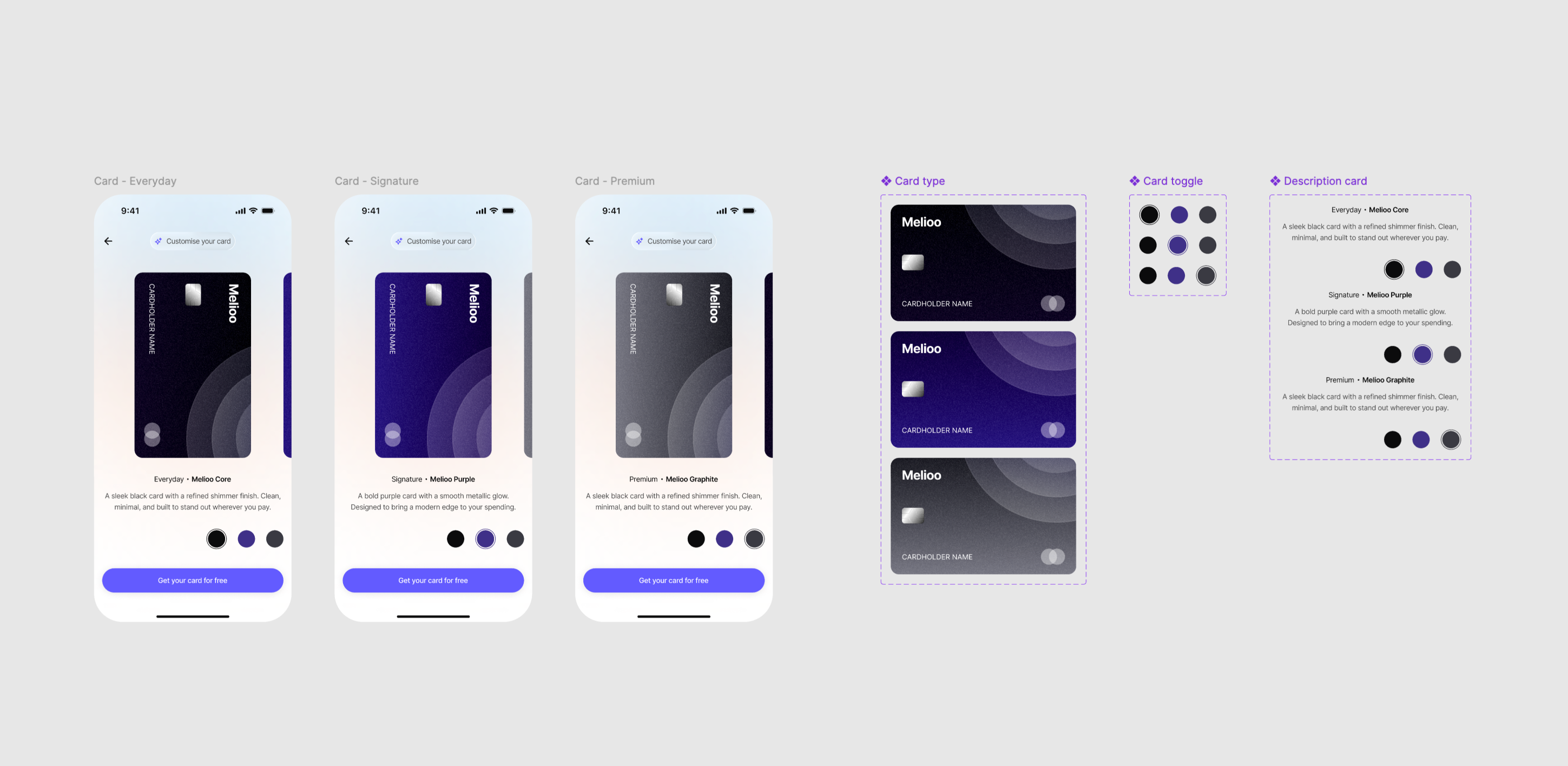 Melioo card customization screen ai designer app app designer bolaji bolaji akangbe designer figma fintech logo mobile mobile designer revolut ui uiux web design wise