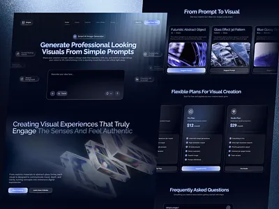 Implix - AI Image Generator Landing Page ai ai image ai image generator ai tool clean dark design futuristic graphic design hero section image generation interface landing page saas ui ui design ux web design web ui website