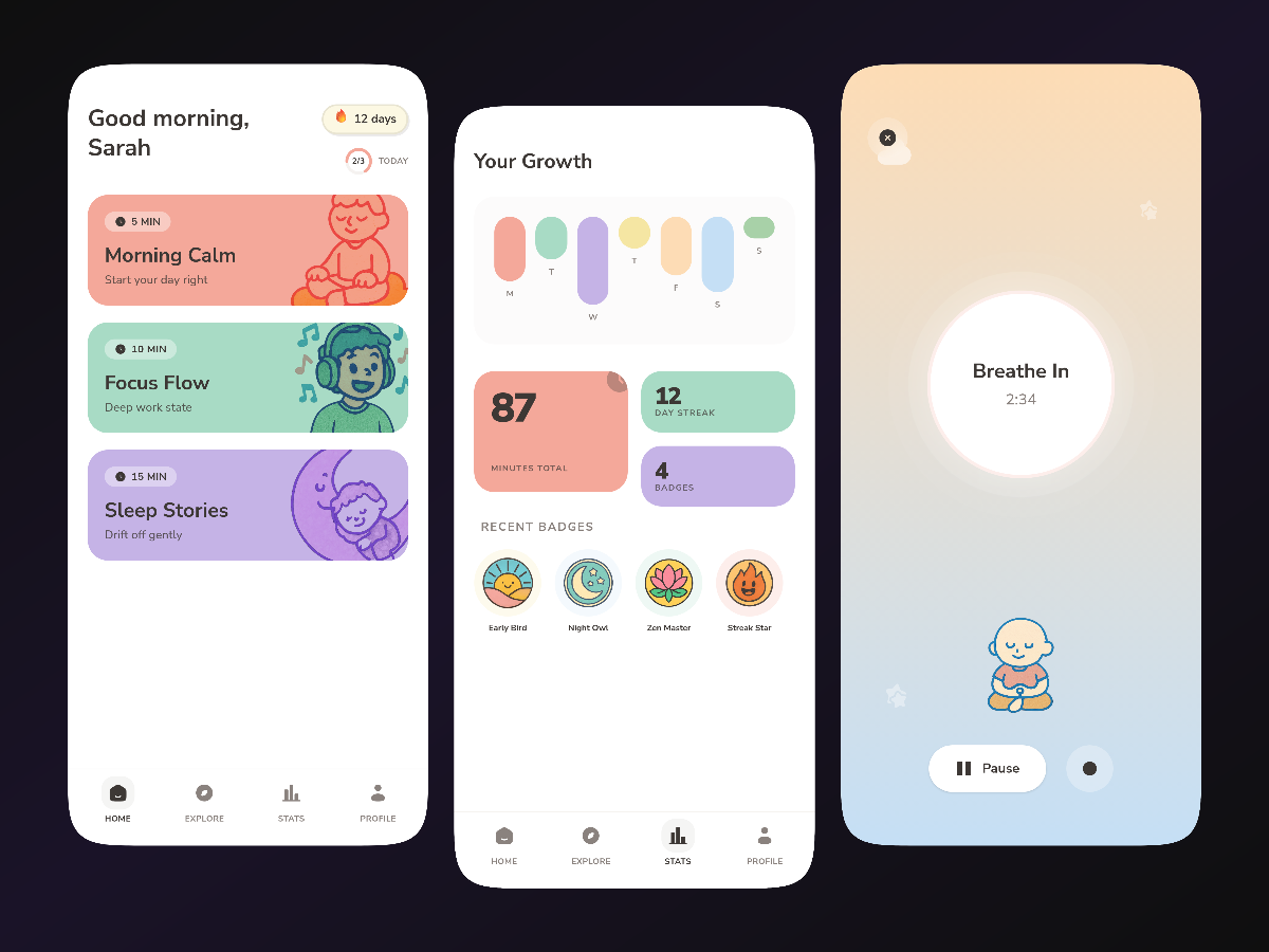 Mindfulness App / Playful Illustrated