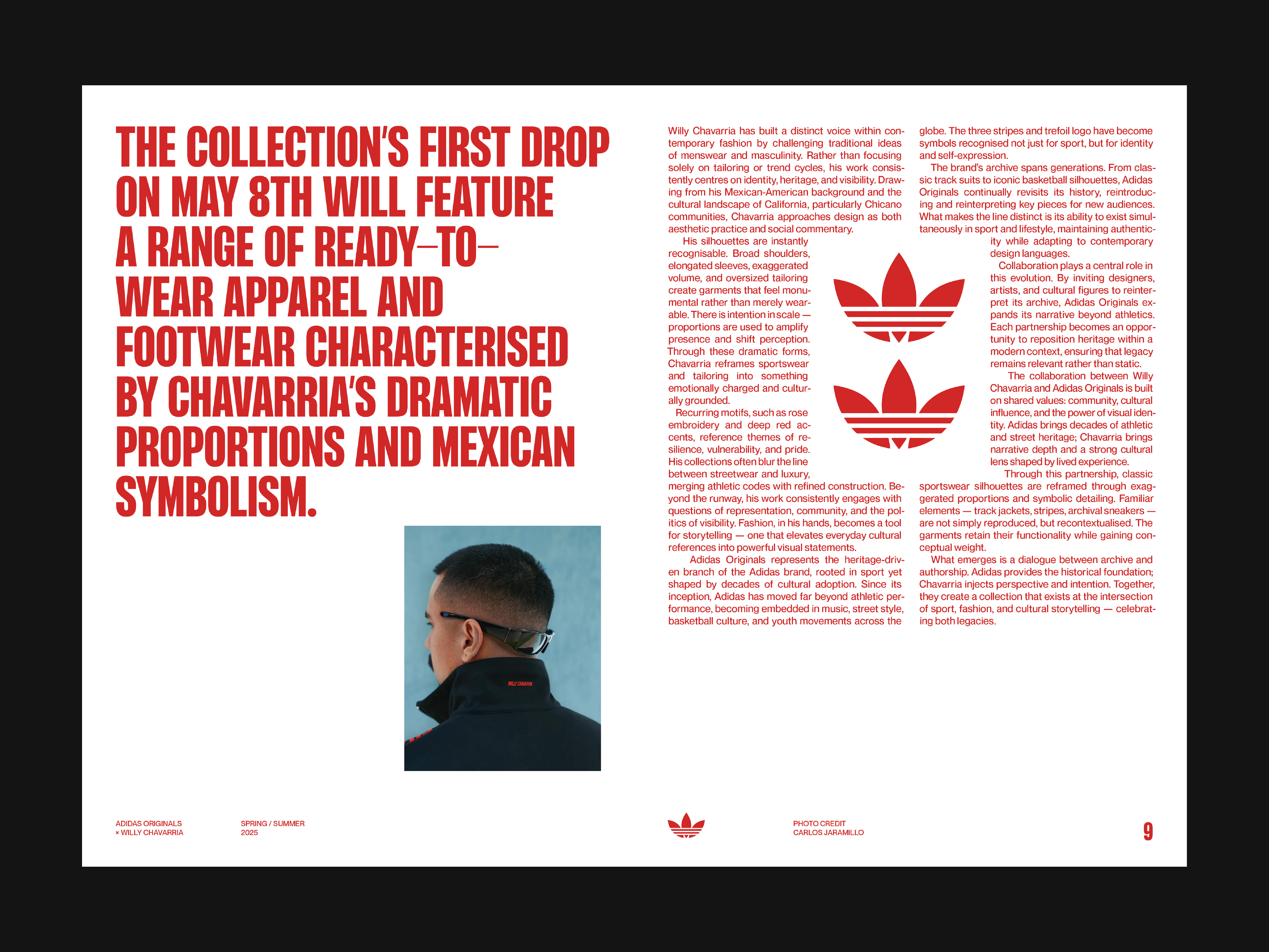 Editorial layout exploration - Willy Chavarria × Adidas