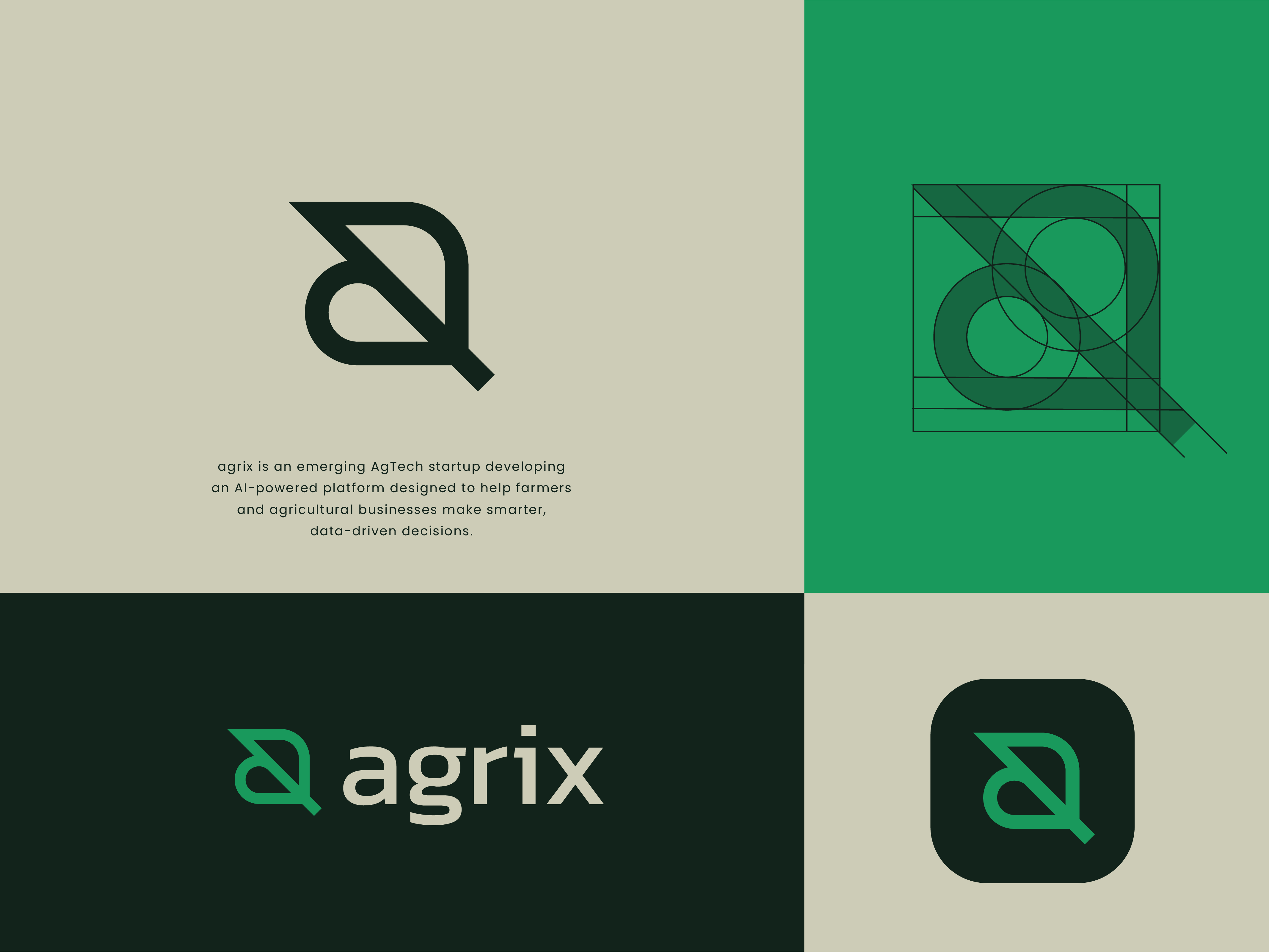 Agrix — AI Agriculture Intelligence Platform a logo agricole ai ai powered data data logo farmer geometrc leaf lettermark logo monogram organic startup