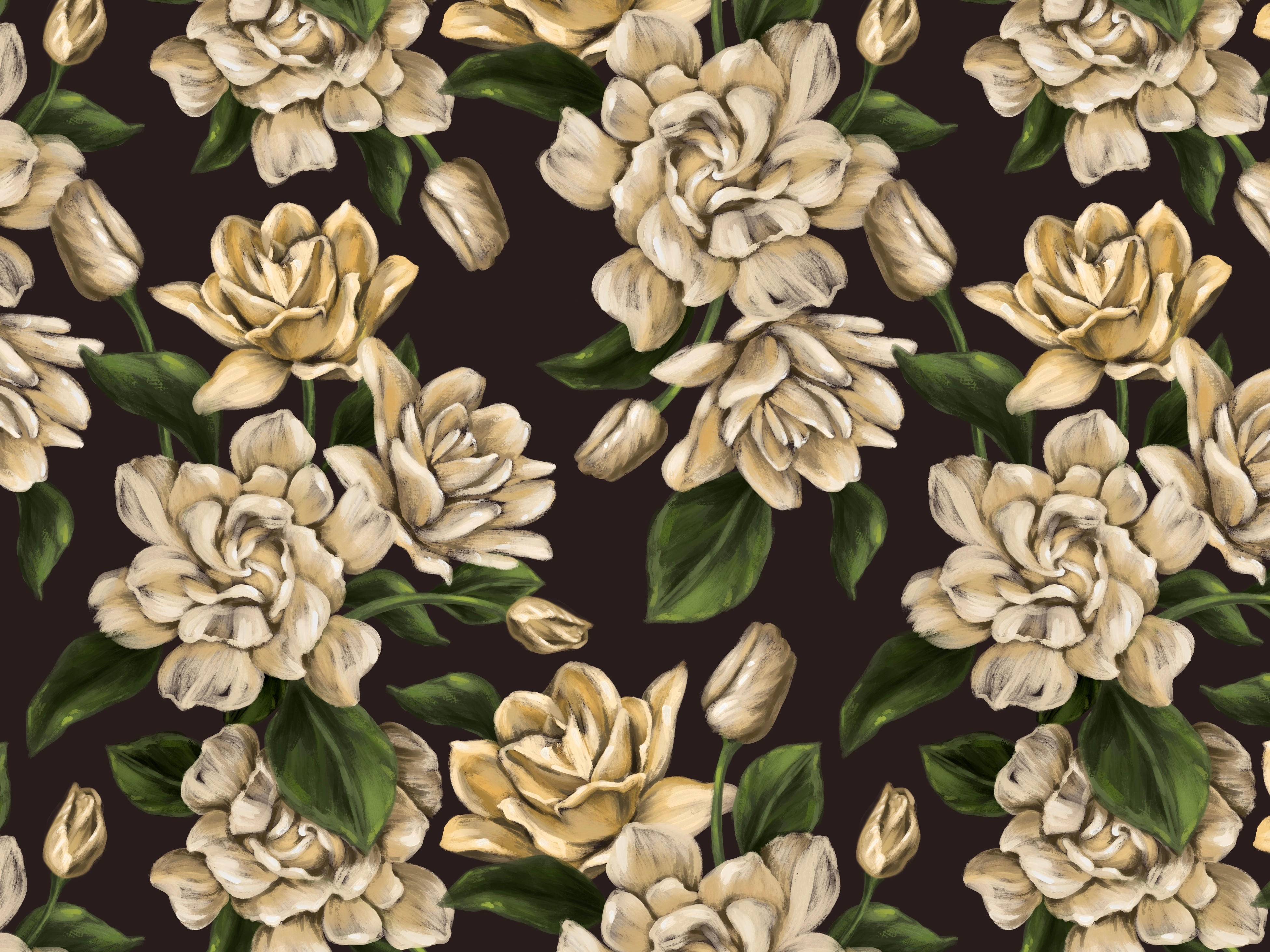 Floral pattern in oil painting style