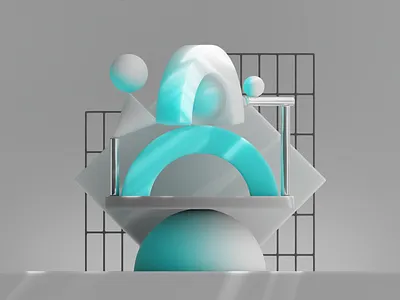 Blue 3D Geometric Balance 3d 3d compositing abstract branding geometric geometric style graphic design illustration minimal shapes simple