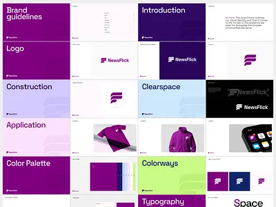 NewsFlick Brand Guidelines ai logo app icon brand brand design brand guideline brand identity branding company logo design system f logo genz icon layout logo logo design logotype minimal logo presentation style guide visual identity