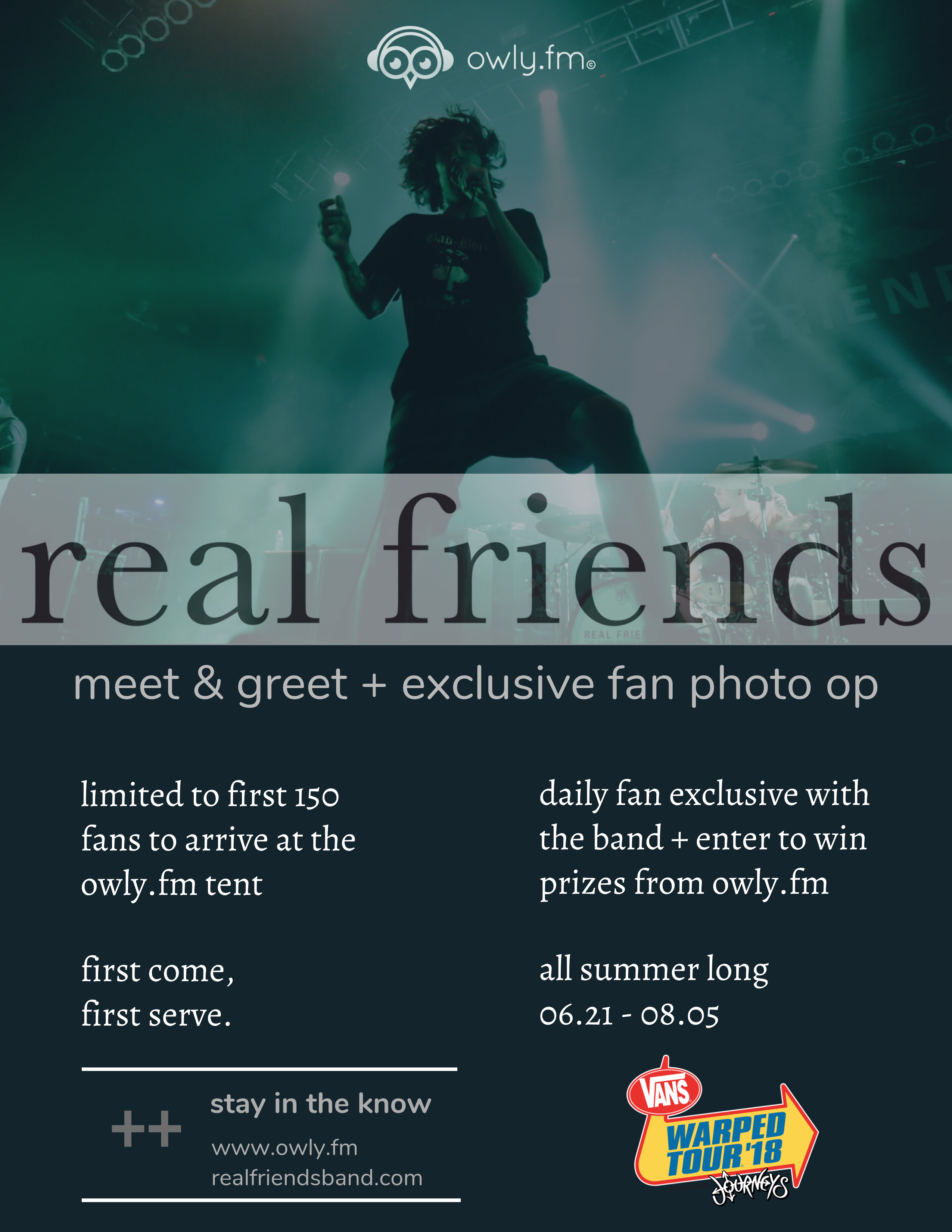 Owly.fm x Real Friends // Flyer Design for 2018 Vans Warped Tour