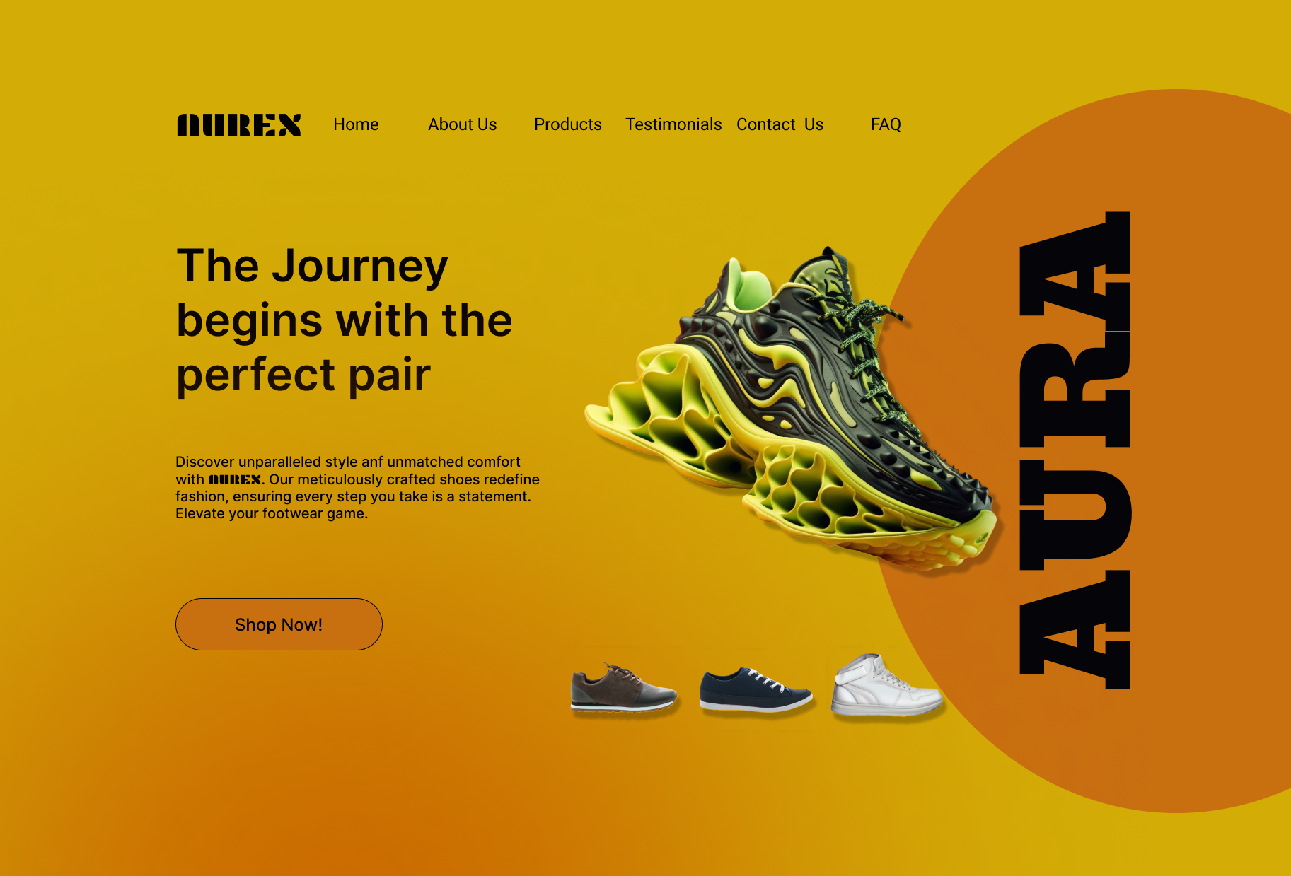 AUREX – Shoes Selling & Marketing Site graphic design modern interface ui web design