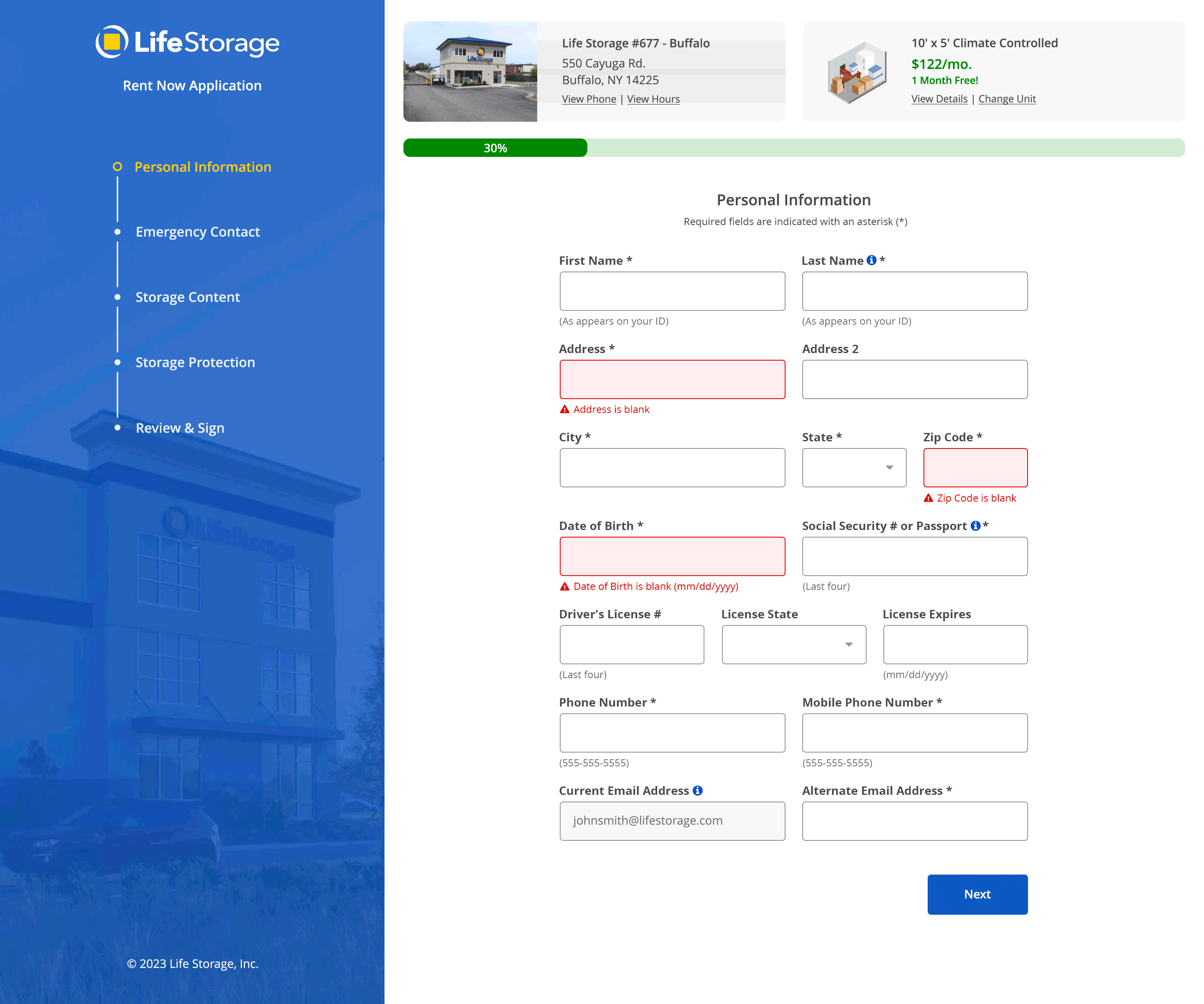 Life Storage - Rental Form