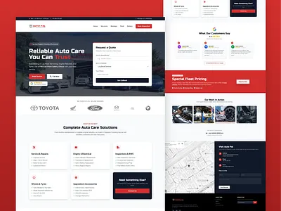 Auto Care Service Landing Page UI Design auto repair branding landing page mechanic ui web design