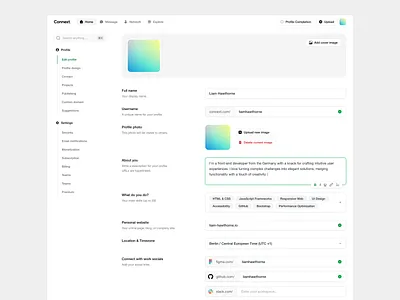Edit Description app design edit profile edit user settings ui ui design user profile user settings ux ux design web app