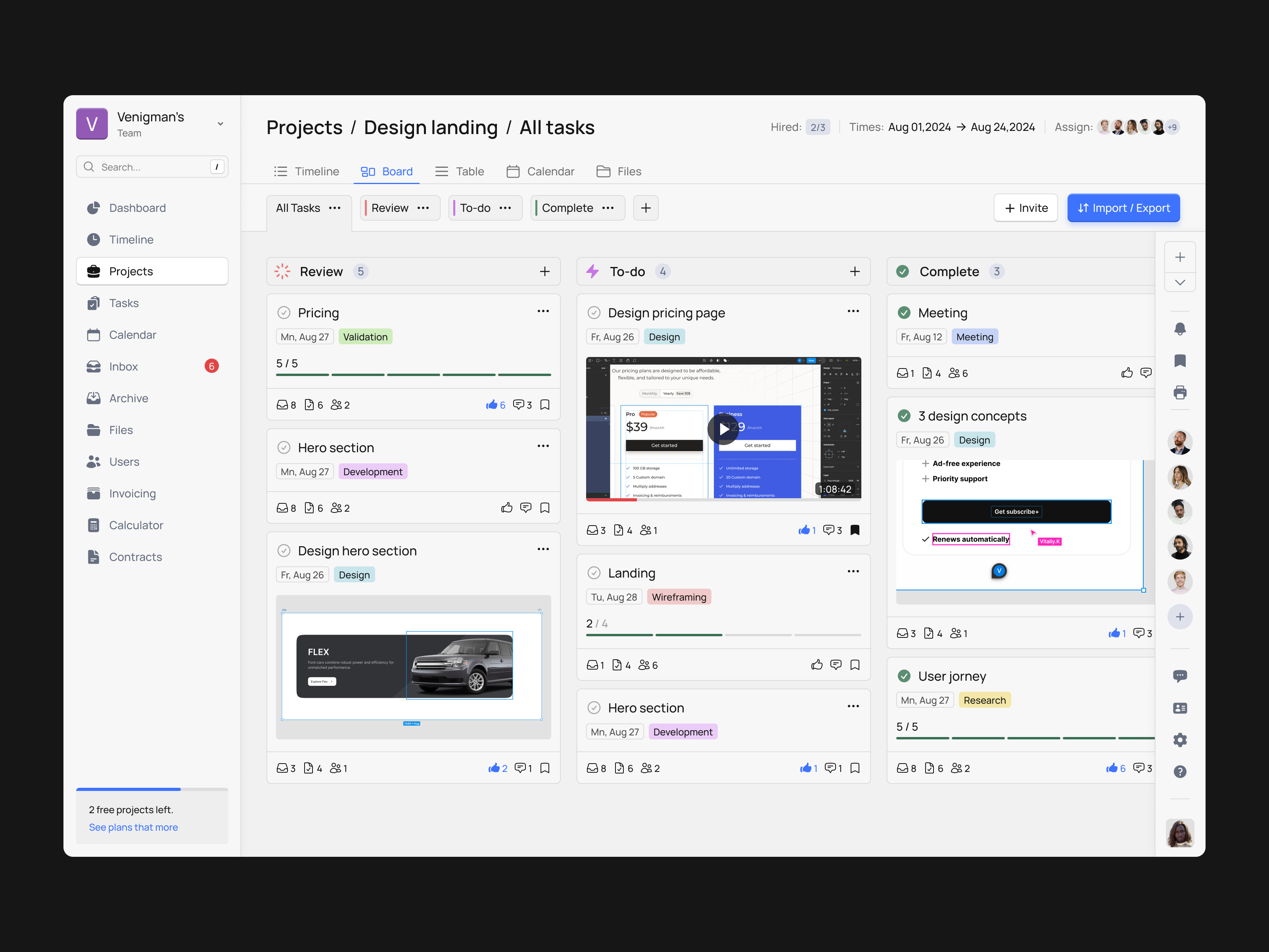 Stasket / kanban / dashboard board dashboard design graphic design kanban management planer projects software taskboard tasks team timer todo tracker ui uiux userexperience ux web