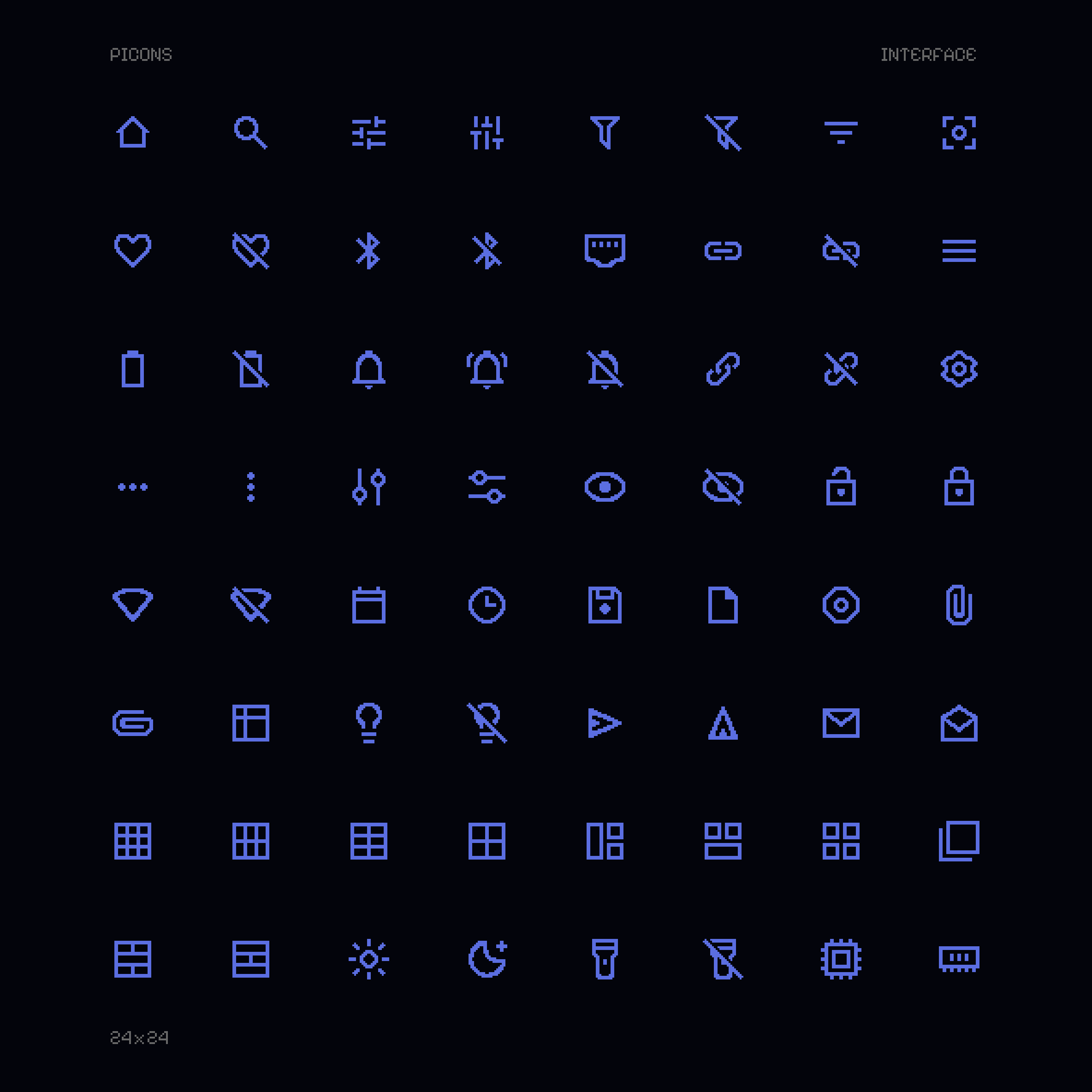 Pixel-true interface icons icons iot pixel set ui