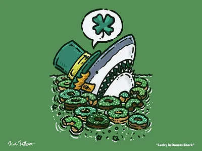 Lucky in Donuts Shark clover donuts illustration illustrator lucky shamrock shark st paddys day st patricks day