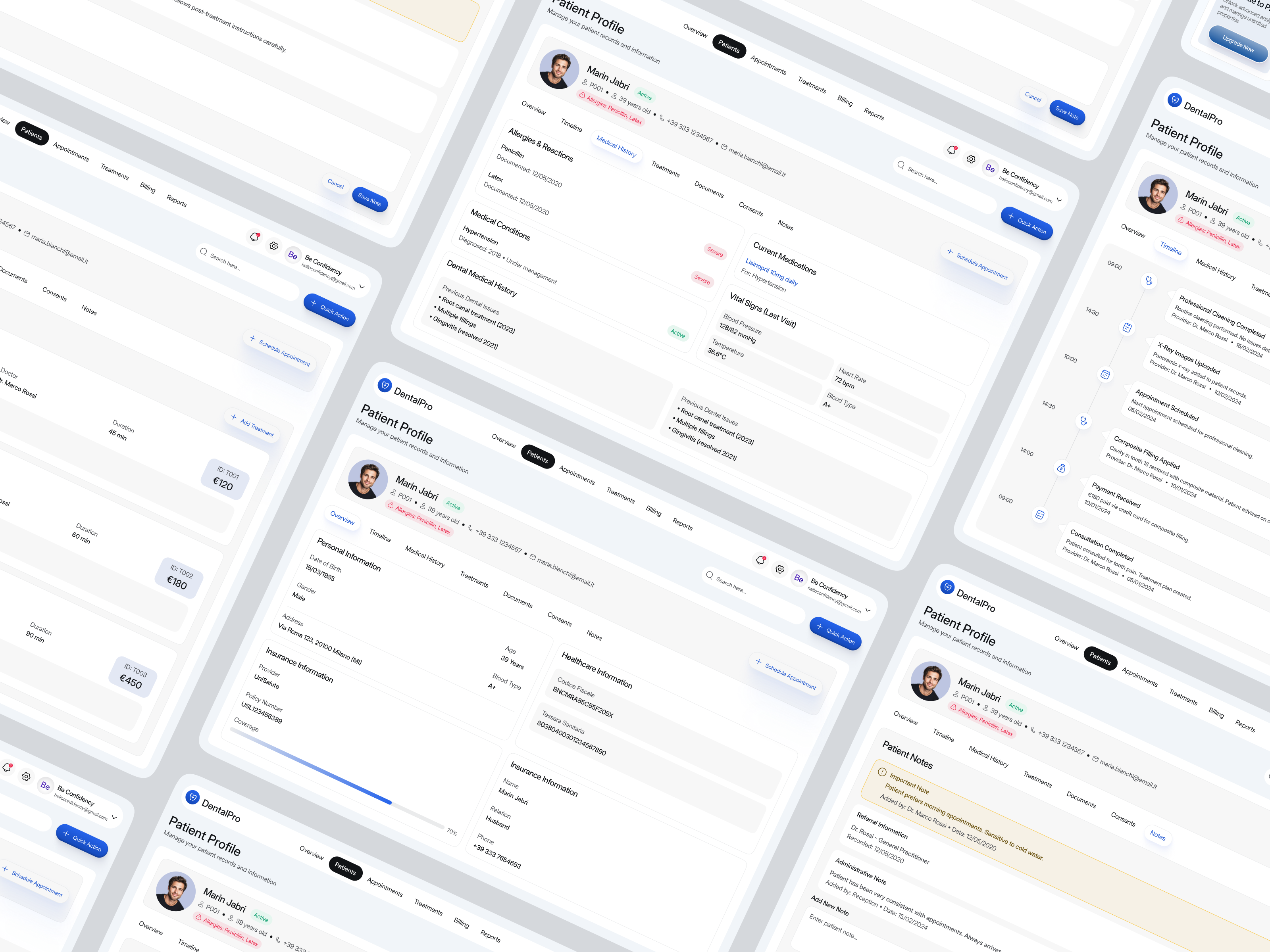 DentalPro - Patient Profile & Medical Records Dashboard interface product service startup ui ux web