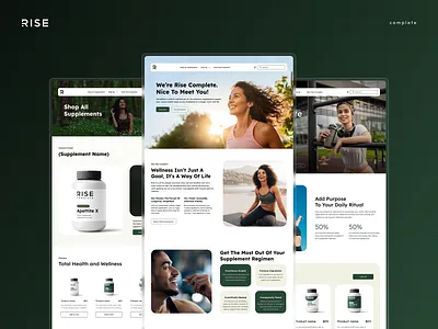 Rise Complete — Supplement Brand & Ecommerce branding ecom healthcare landing page medtech product design shopify supplements ui ux ux design ux research wellness