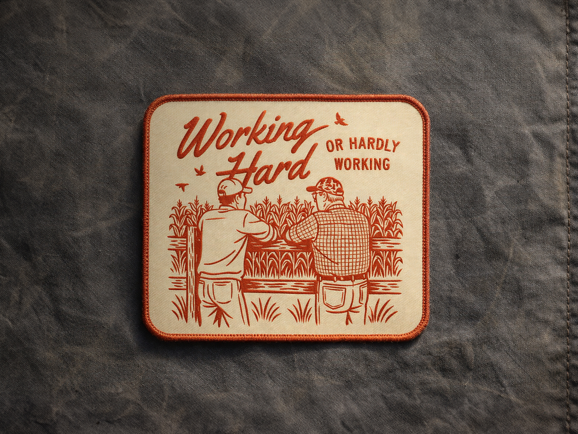 Working Hard Patch | Kelso & Co. cattle corn corn field family farm farming illustration line art line illustration midwest outdoors ranch ranching retro vintage work work wear