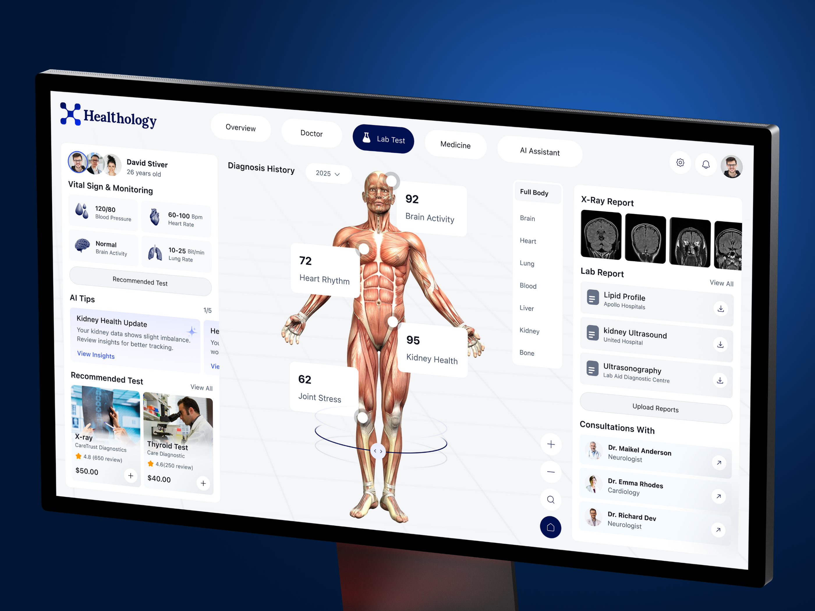 Patient Portal – Lab Test ai ai healthcare dashboard diagnostics health health monitoring health tech lab report lab test orionix patient patient app portal product product design ui uiux ux web app web ui