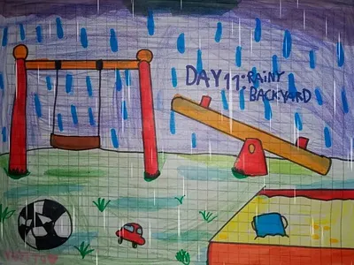 Marchrain day 11: rainy backyard art post art tag artwork drawing fan art illustration sketchtbook traditional art