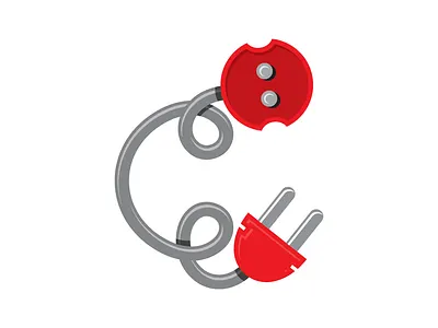 Letter C Cable Mascot Logo Electrical Contractor brand for sale buy cable electrical electrician exciting for sale friendly fun letter c logo mascot premade purchase ready made repair services store