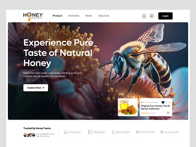 Honey Organic 🍯 E-Commerce Landing Page Ui Design beekeeping ecommerce website food ecommerce honey honey shop honey store honey website landing page natural food natural product organic brand organic food website organic honey organic product ui design ux website ui