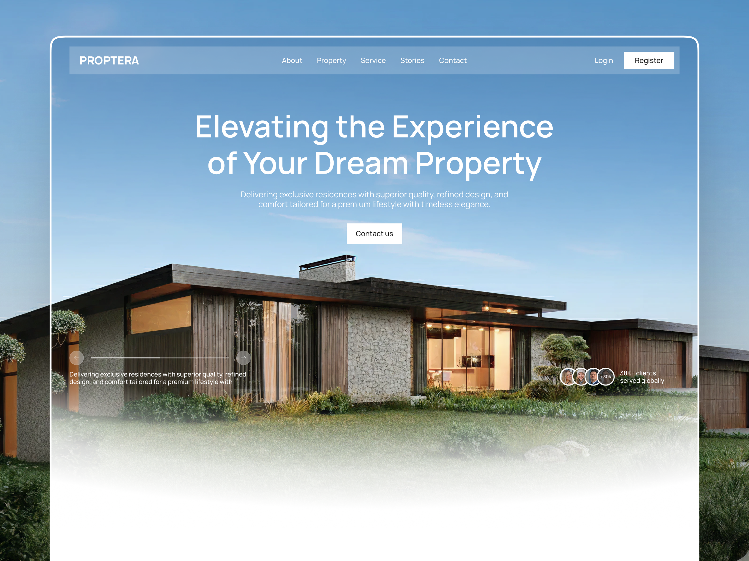 Example of Proptera — Real Estate Landing Page
