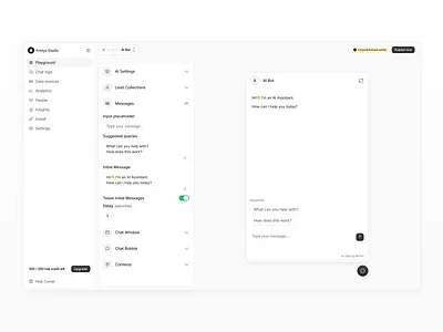 AI Chatbot Builder Dashboard - Settings Message artificial intelligence chat ai chatbot dashboard design minimalist platform design ui web web design webapp website