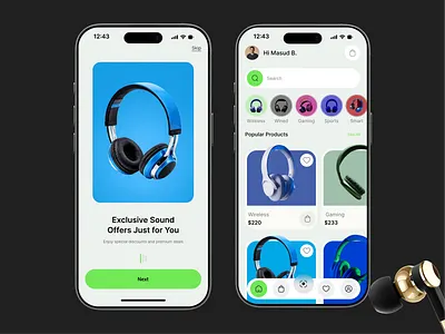 Soundora – Headphone Ecommerce Mobile App UI Design app design audio app clean ui ecommerce app electronics app gadget store headphone app marketplace app mobile app design mobile ui modern ui product app product design shopping app tech app ui design ui inspiration ux design