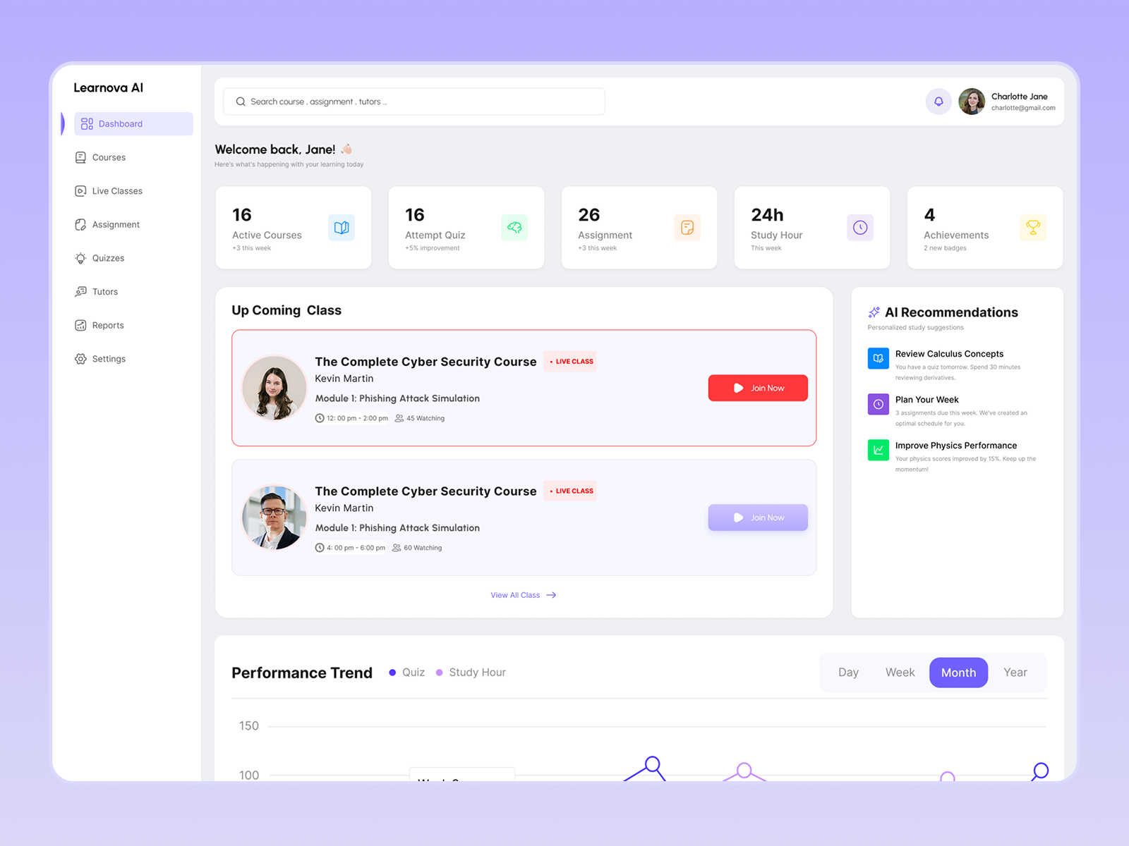 Learnova AI – Education Analytics Dashboard UI ai education platform ui course management dashboard dashboard ui inspiration edtech dashboard ui edtech product design edtech ui ux design education analytics ui education dashboard ui education interface design education saas dashboard elearning dashboard design learning analytics dashboard learning management system ui learning platform dashboard lms dashboard ui modern web app ui online learning dashboard saas dashboard ui student analytics dashboard student progress dashboard