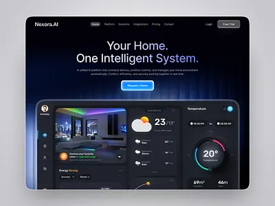 AI Smart Home Automation Website Landing Page UI UX Design ai assistant automation hero section home automation home automation landing page home automation website landing page landing page design smart home smart house ui design web design