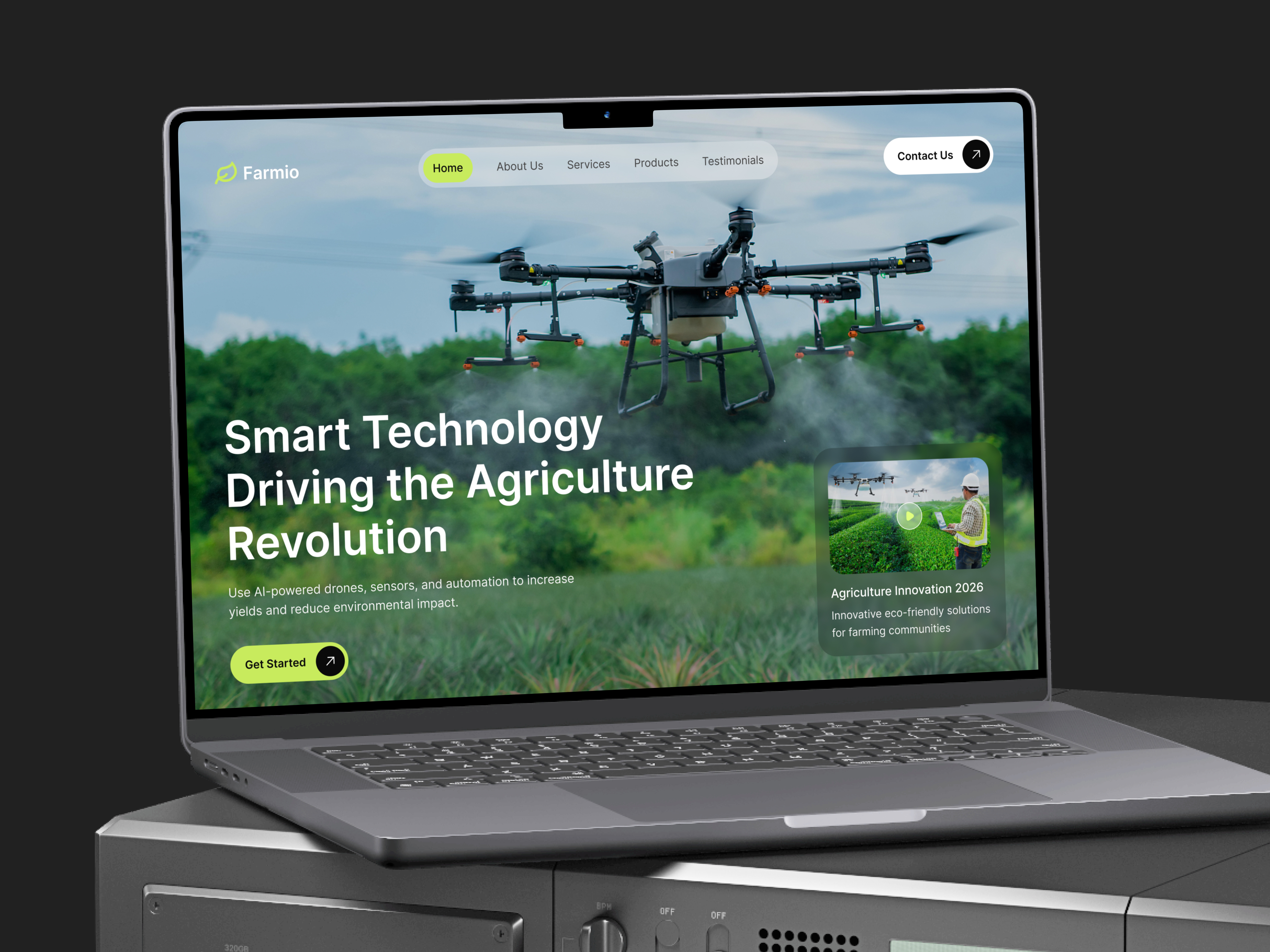 Farmio — Agriculture Drone Technology Website | Farming | Qudra agri design agri startup agricultural agriculture agriculture landing page agriculture website agritech agro farming drone agro tech crops drone drone agriculture drone farming farmer planting qudra smart farming smart technology