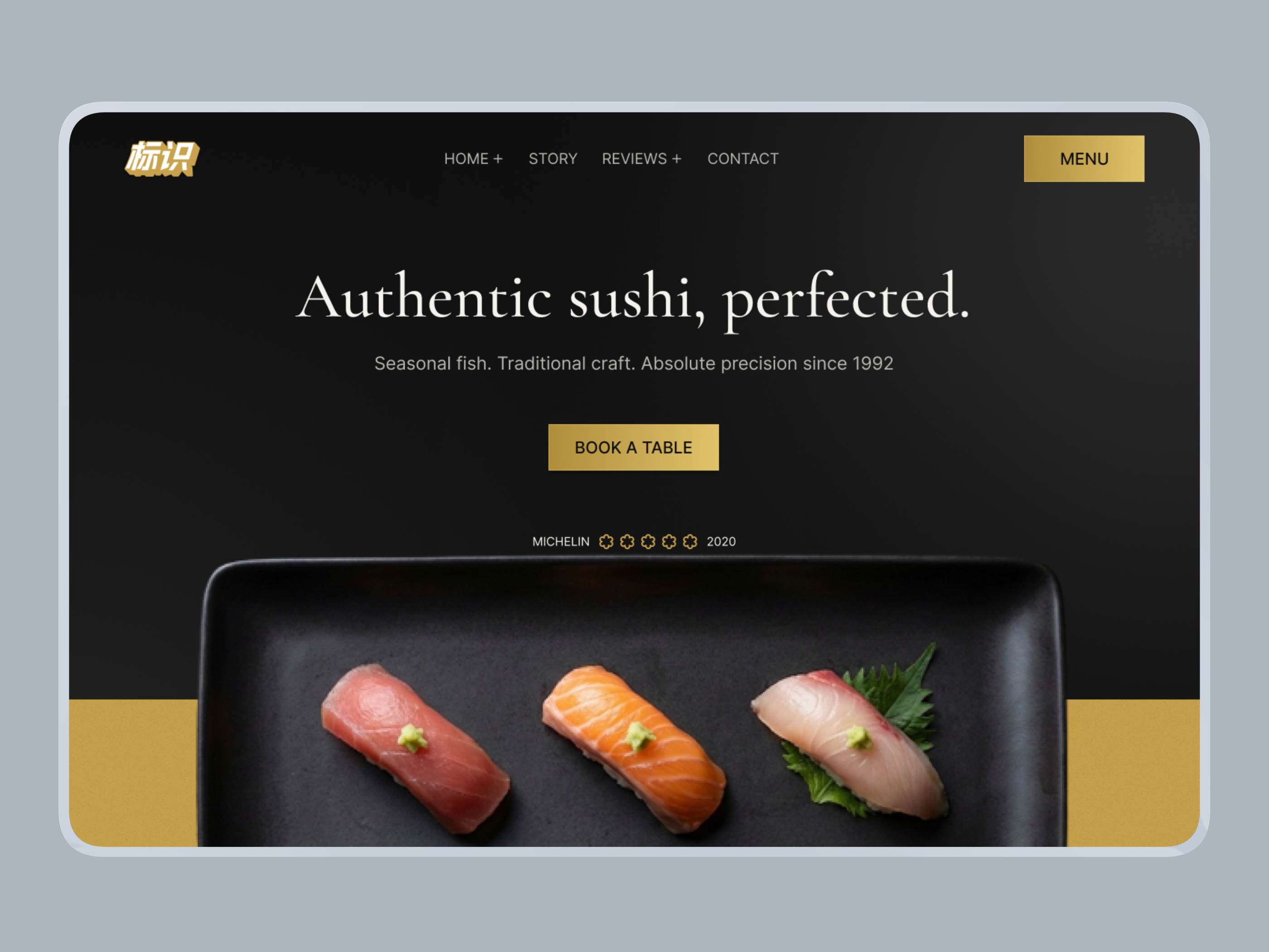 Luxury Restaurant Landing Page - Premium Website UI 3 dailyui dark ui fine dining website food website ui hospitality ui japanese restaurant design landing page design luxury ui design modern web design premium website design restaurant restaurant landing page restaurant ui restaurant website sushi website ui design uiux design ux design web ui design