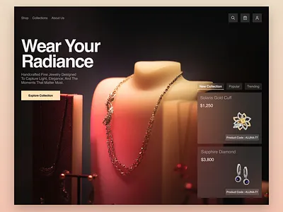 Jewelry E-Commerce Web Design ecommerce ecommerce uiux fashion jewelary ui jewellery jewellery website design jewelry ecommerce landing page luxury ui uiux ux web design webdesign website