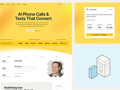 Nimbus Website & Brand ai branding illustration isometric startup ui web design webflow website yellow